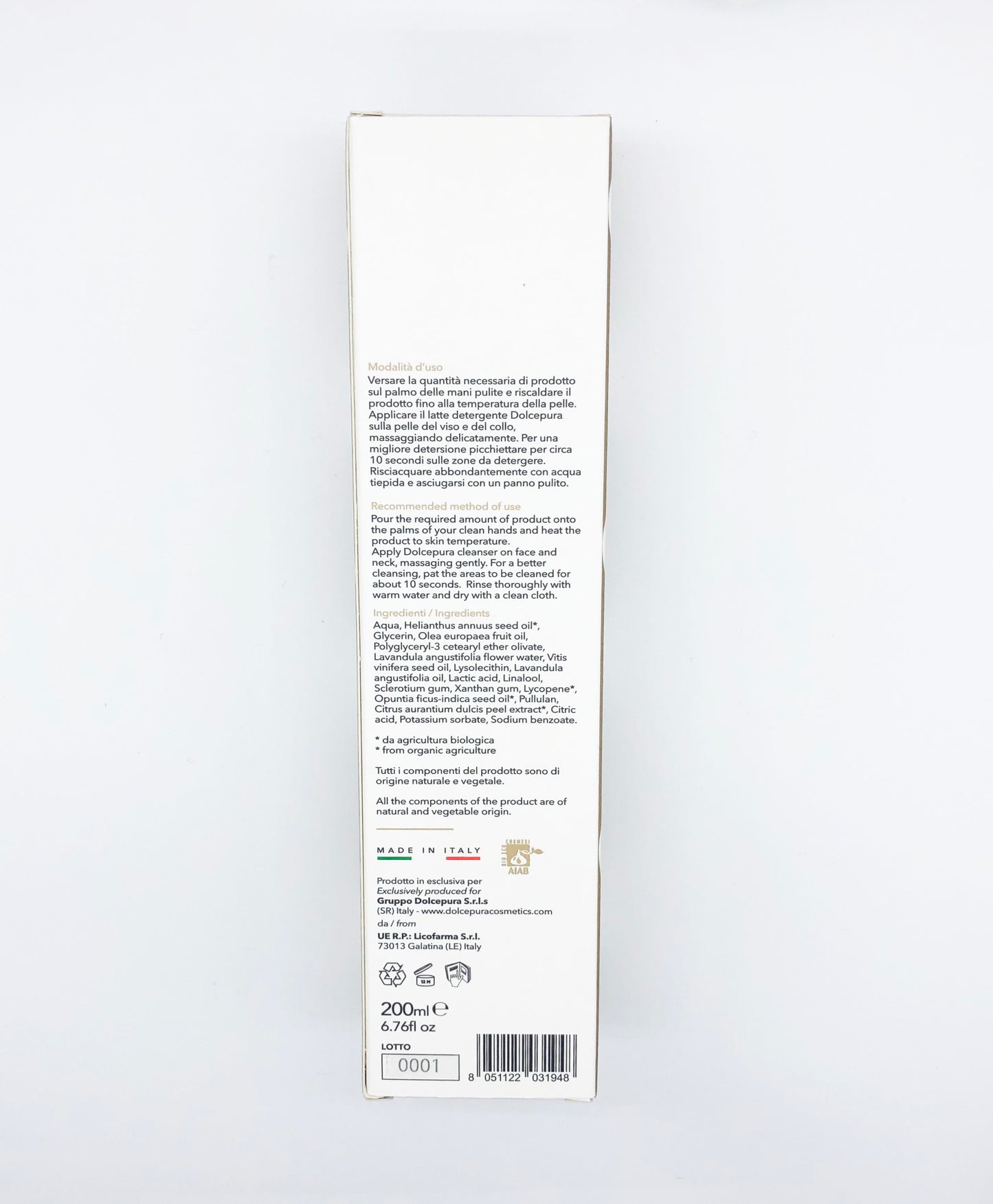 FAȚĂ Lapte demachiant "PUREZZA" (cu extract de opuntia si licopen). Organic și pe bază de plante. Pentru toate tipurile de piele. PH fiziologic 5.5