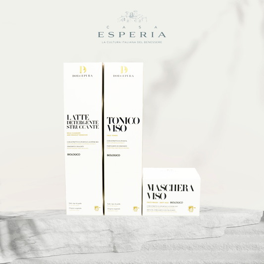 YÜZ için kozmetik seti "MERAVIGLIA" (temizleme sütü, tonik ve maske) frenk inciri, likopen sertifikalı BIO. Bitkisel kökenli, küçük üretim